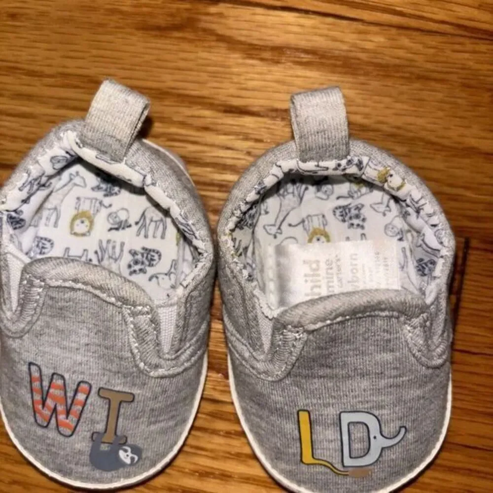 Newborn Baby Boy shoes Size 0-3‎ Month Child Of Mine By Carters Grey
